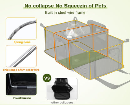 Approved Collapsible Cat Soft-Sided Carriers, Breathable Pet Carriers up to 5kg/12lbs, Portable Dog Carrier Great for Travel, Outdoor, Hiking, Camping(Gray) - PuriLite