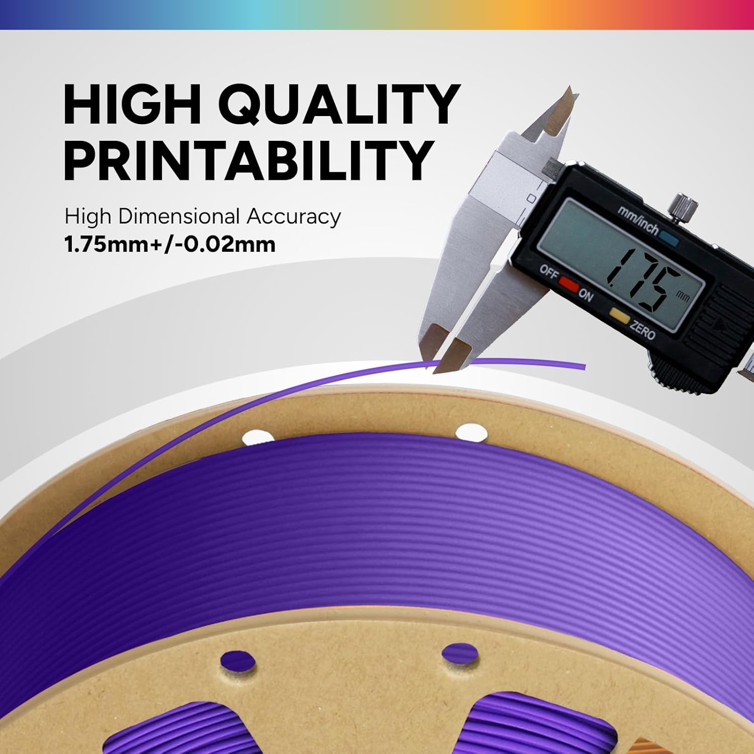 OVERTURE PLA Filament 1.75mm PLA 3D Printer Filament, 1kg Cardboard Spool (2.2lbs), Dimensional Accuracy +/- 0.02mm, Fit Most FDM Printer (Black 1-Pack) - PuriLite