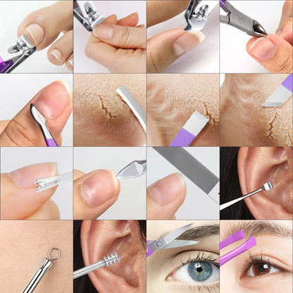 Manicure Set Professional Nail Clippers Pedicure Kit, 16 pcs Stainless Steel Nail Care Tools Grooming Kit with Luxurious Travel Leather Case for Thick Nails Men Women Gift (Black) - PuriLite