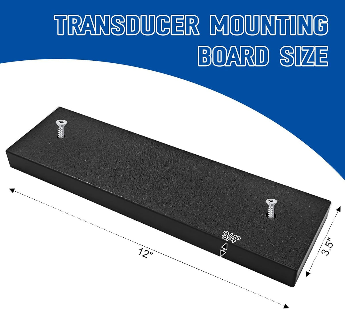 Transducer Mounting Board, Boat Transom Mounting Plate for Fish Finders & Transducers, 12" X 3.5" X 3/4", Transducer Mount Block Hardware Kit, Universal, Marine-Grade, Black, 1 Pack - PuriLite