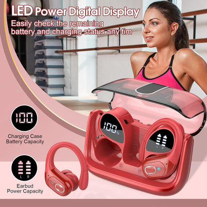 STECEi Wireless Earbuds 75hrs Bluetooth 5.4 Headphone Sport, Bluetooth Earbuds HiFi Stereo Over Ear Bud with Earhooks, ENC Noise Cancelling Mic, IP7 Waterproof Wireless Earphone for Workout/Running - PuriLite