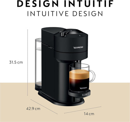 Nespresso Vertuo Next Coffee and Espresso Machine by Breville with Aeroccino Milk Frother - Light Grey - PuriLite