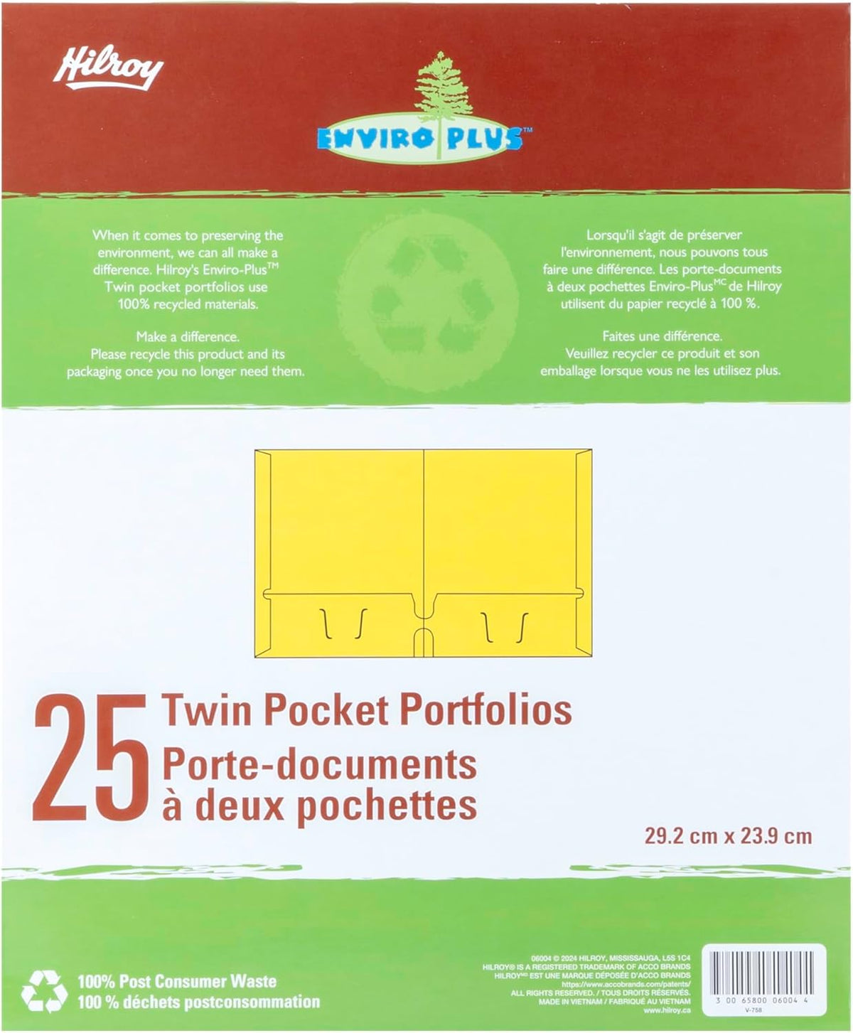 Hilroy Twin Pocket Portfolios, 9.5" x 11.75", 4-Pack, Assorted Colours (06042) - PuriLite