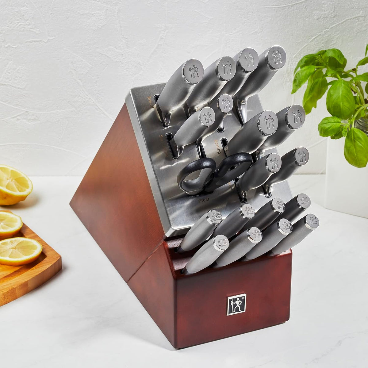 HENCKELS Forged Stainless Steel Modernist Self-Sharpening 20-Piece Knife Block Set - PuriLite