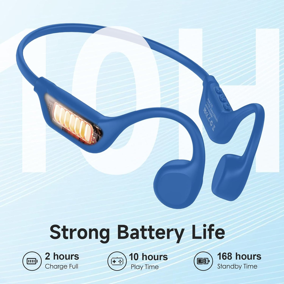 IFECCO Bone Conduction Headphones Bluetooth 5.4 - IPX5 Waterproof Bone Conduction Earbuds,Open Ear Wireless Sport Headphones for Running Workout Cycling (Blue) - PuriLite