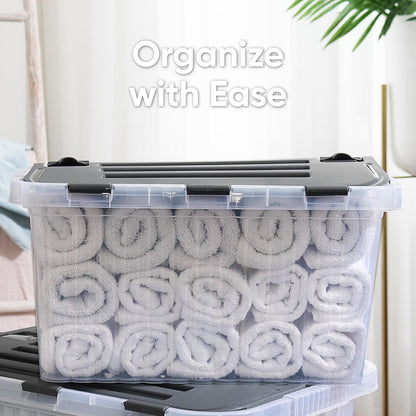 Superio Storage Bins with Lids- 3 Pack, 1.85 Qt Clear Boxes for Organizing, Stackable Plastic Containers- BPA Free, Non-Toxic, Odor Free, Organizer for Home, Office, Dorm - PuriLite