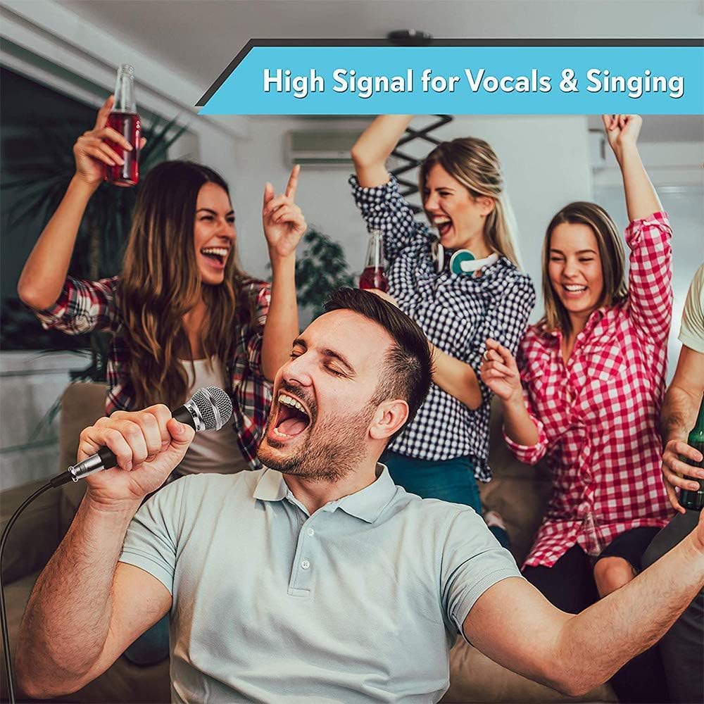 Pyle Professional Dynamic Vocal Microphone - Moving Coil Dynamic Cardioid Unidirectional Handheld Microphone with ON/OFF Switch Includes 15ft XLR Audio Cable to 1/4'' Audio Connection - PDMIC59 - PuriLite