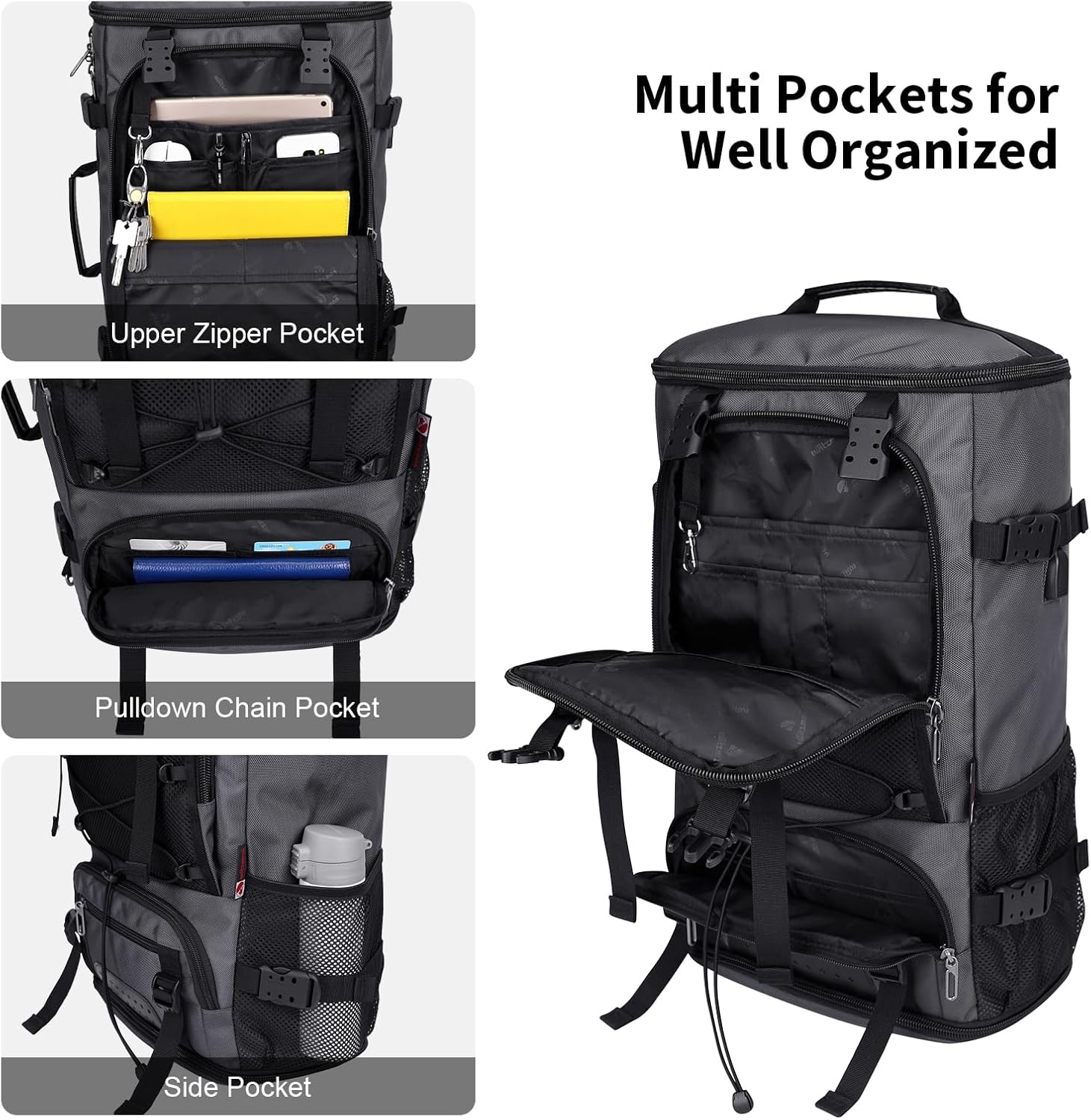 WITZMAN Travel Backpack for Men Large Carry on Backpack Convertible 3 in 1 Bags with Shoe Compartment Fit 17 Inch Laptop(B689 Silvery Grey) - PuriLite