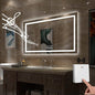 Gesipor 40"x32" Bathroom LED Mirror with Wireless Speaker Wall Switch - Lighted Vanity Mirrors for Bathroom Wall Mounted Backlit, Dimmable Light 3000K/6000K Anti-Fog Makeup Smart Mirror (Horizontal) - PuriLite