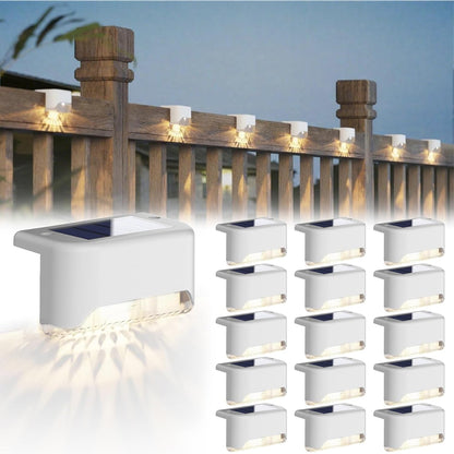 Solar Deck Lights 16 Pack Solar Fence Light Solar Powered Outdoor Step Light IP65 Waterproof LED Solar Pathway Light for Deck Fence Railing Garden Patio StairYard, Black - PuriLite