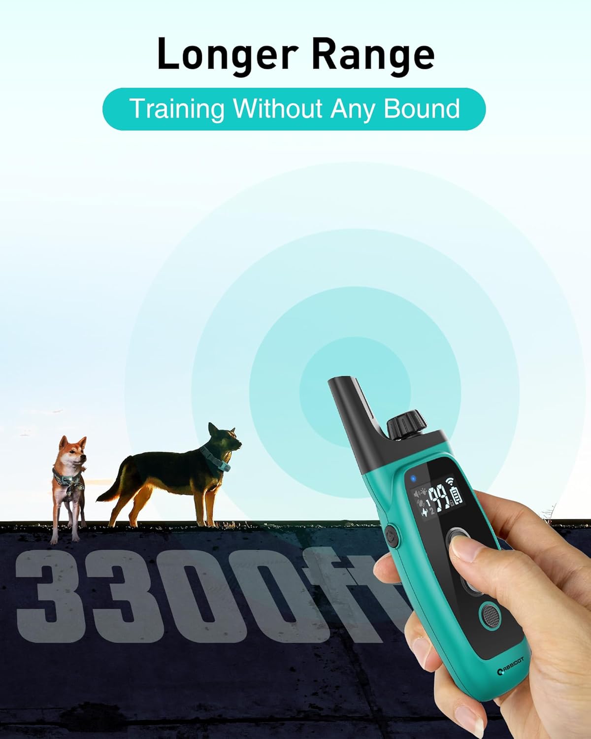 ABBIDOT Shock Collar 2 Dogs - 3300ft Dog Training Collar with Remote, 151 Levels Electric Collar, Safety Lock, Waterproof Rechargeable E Collar for Small Medium Large Dogs (Deep Black, 2 Collars) - PuriLite