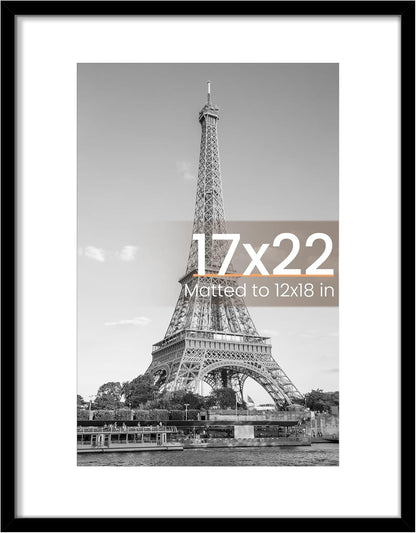 upsimples 11x14 Picture Frame, Display Pictures 8x10 with Mat or 11x14 Without Mat, Wall Hanging Photo Frames, Black - PuriLite