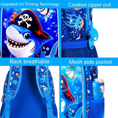 3pcs Backpack for Boys and Girls, 16” Kids Kindergarten Bookbag with Lunch Box, Cute Elementary Backpacks for Boy Girl - PuriLite