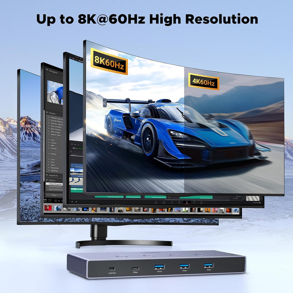 UGREEN HDMI KVM Switch 4 PC 1 Monitor Support 8K@60Hz, 4 Port USB KVM Switches for 4 Computers Share Keyboard/Mouse/Hard Drives and 1 Monitor, KVM Switcher with 4 USB Cables and 4 HDMI Cables