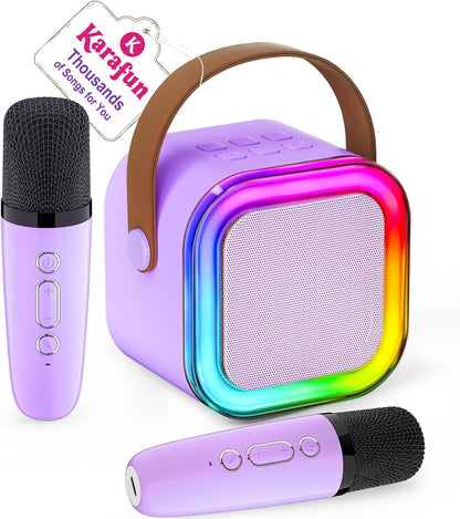 Kids Mini Karaoke Machine with Dual Wireless Microphones, Portable Bluetooth Singing Speaker Toy for Ages 3–12, Party Music and Singing Fun Gift - PuriLite