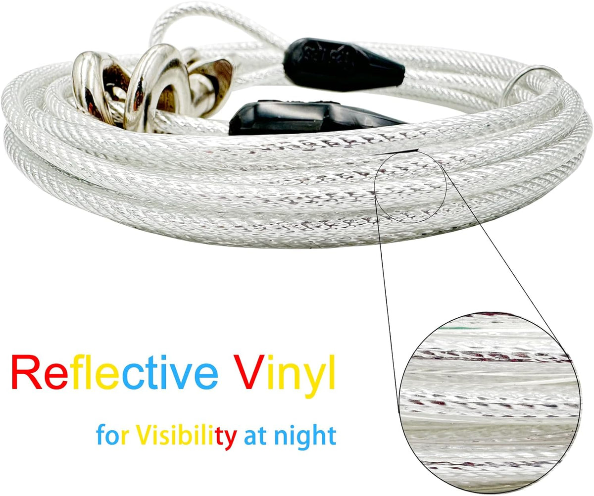 Petest 25ft Reflective Tie-Out Cable for Small Dogs Up to 35 Pounds - PuriLite