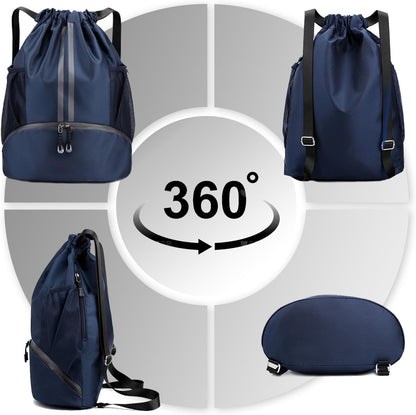 Hoedia Sports Drawstring Backpack - String Swim Gym Bag with Shoes Compartment and Wet Proof Pocket for Women/Men - PuriLite