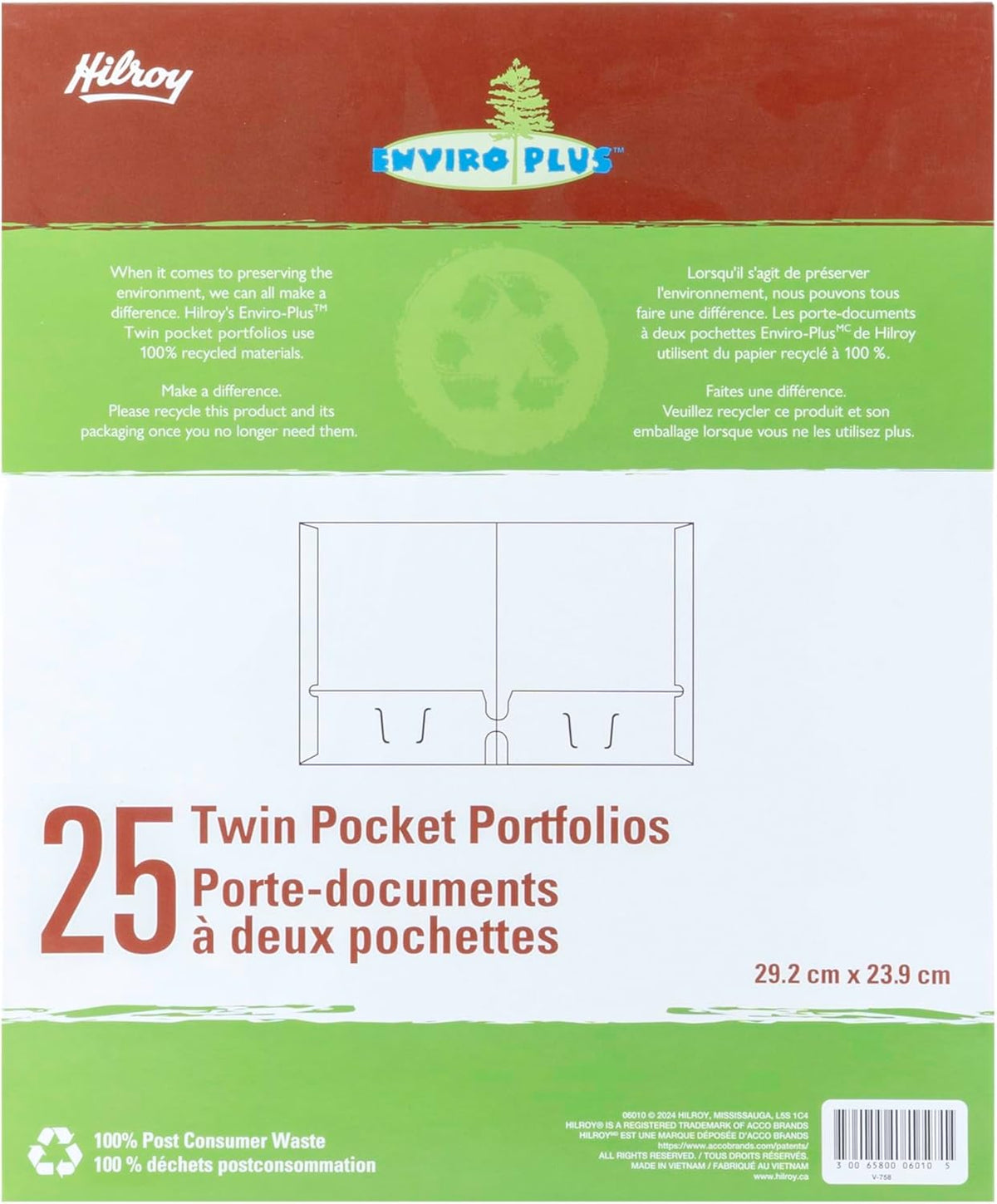Hilroy Twin Pocket Portfolios, 9.5" x 11.75", 4-Pack, Assorted Colours (06042) - PuriLite