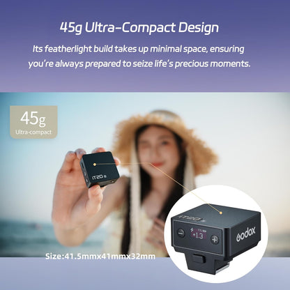 GODOX IT20 S TTL MINI iFlash Camera Flash Light,700+ Flashes & 1.5 s Recycling,6 Stops (1/32 to 1/1 Power),Built in Battery with Magnetic Diffuser & Filter (Black, for Sony) - PuriLite