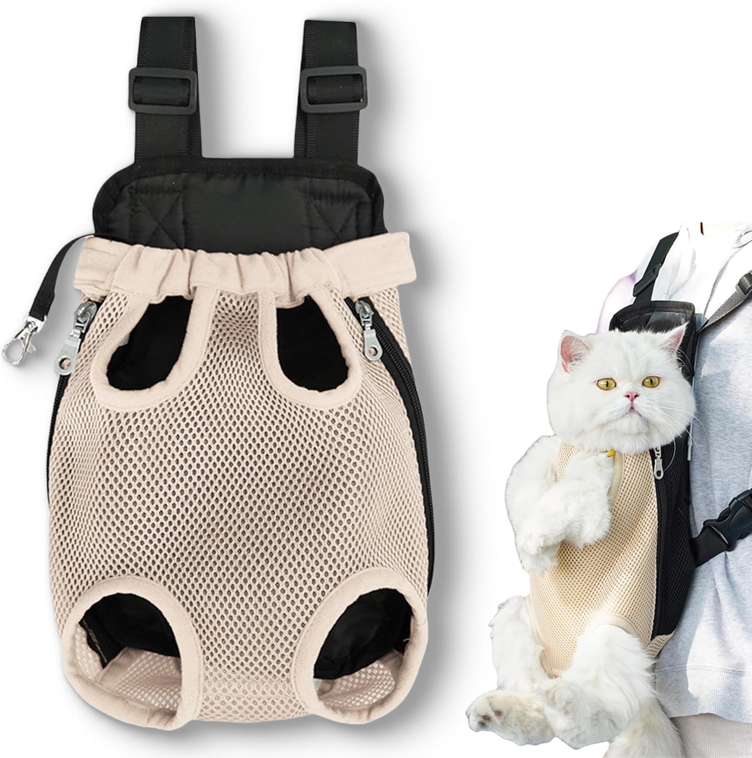 Liahelianx Pet Backpack for Dogs&Cats-Outdoor-Ready Adjustable Chest Straps,Ventilated Mesh Window&Legs-Out Design,Lightweight Travel Backpack for Hiking/Camping (Small to Medium Pets) (Pink) - PuriLite