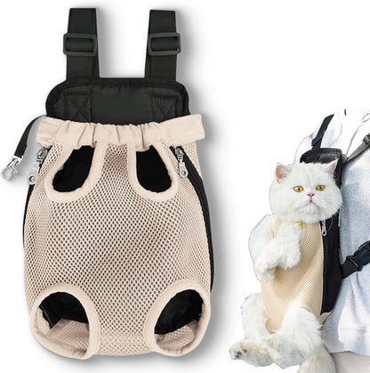 Liahelianx Pet Backpack for Dogs&Cats-Outdoor-Ready Adjustable Chest Straps,Ventilated Mesh Window&Legs-Out Design,Lightweight Travel Backpack for Hiking/Camping (Small to Medium Pets) (Pink) - PuriLite