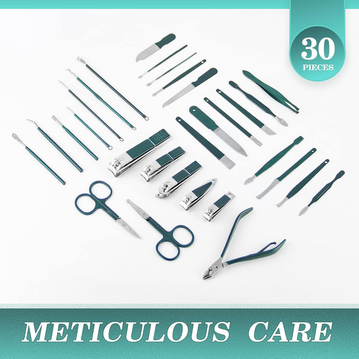 WOAMA Manicure Set 30 in 1 Nail Clipper Set Nail Kit for Women Men Stainless Steel Manicure Kit Professional with Travel Case - PuriLite