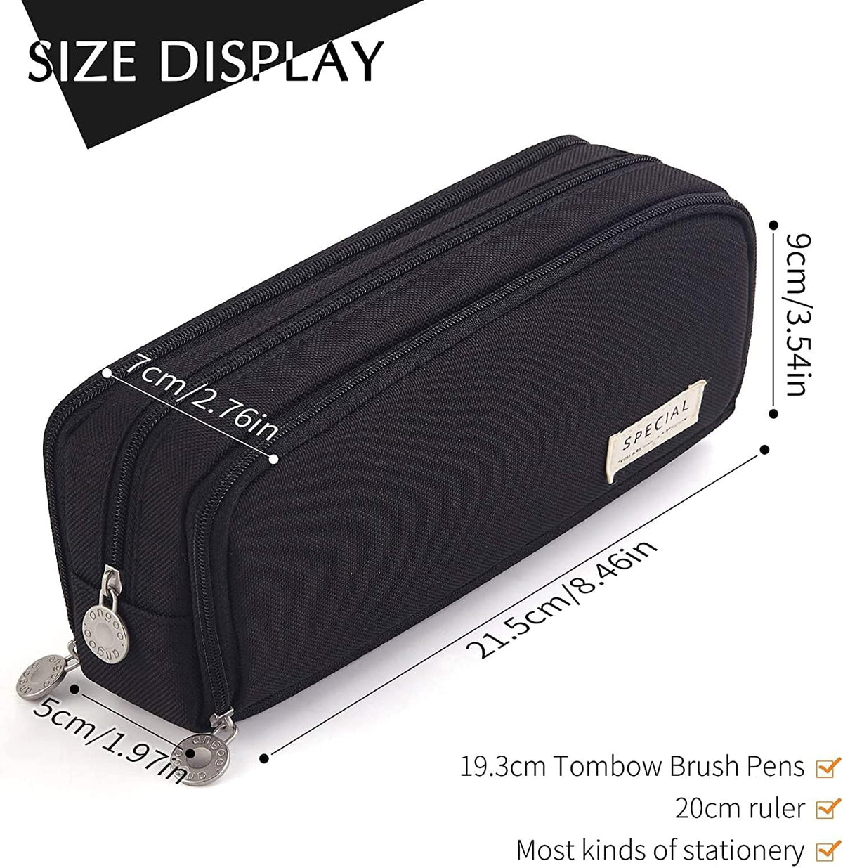 Big Capacity Pencil Case, OLIYuMi 3 Compartment Pencil Pouch Pencil Bag Storage Box Stationery Organizer Makeup Bag with Zipper Closure for Student Office College Boys and Girls (Pink) - PuriLite