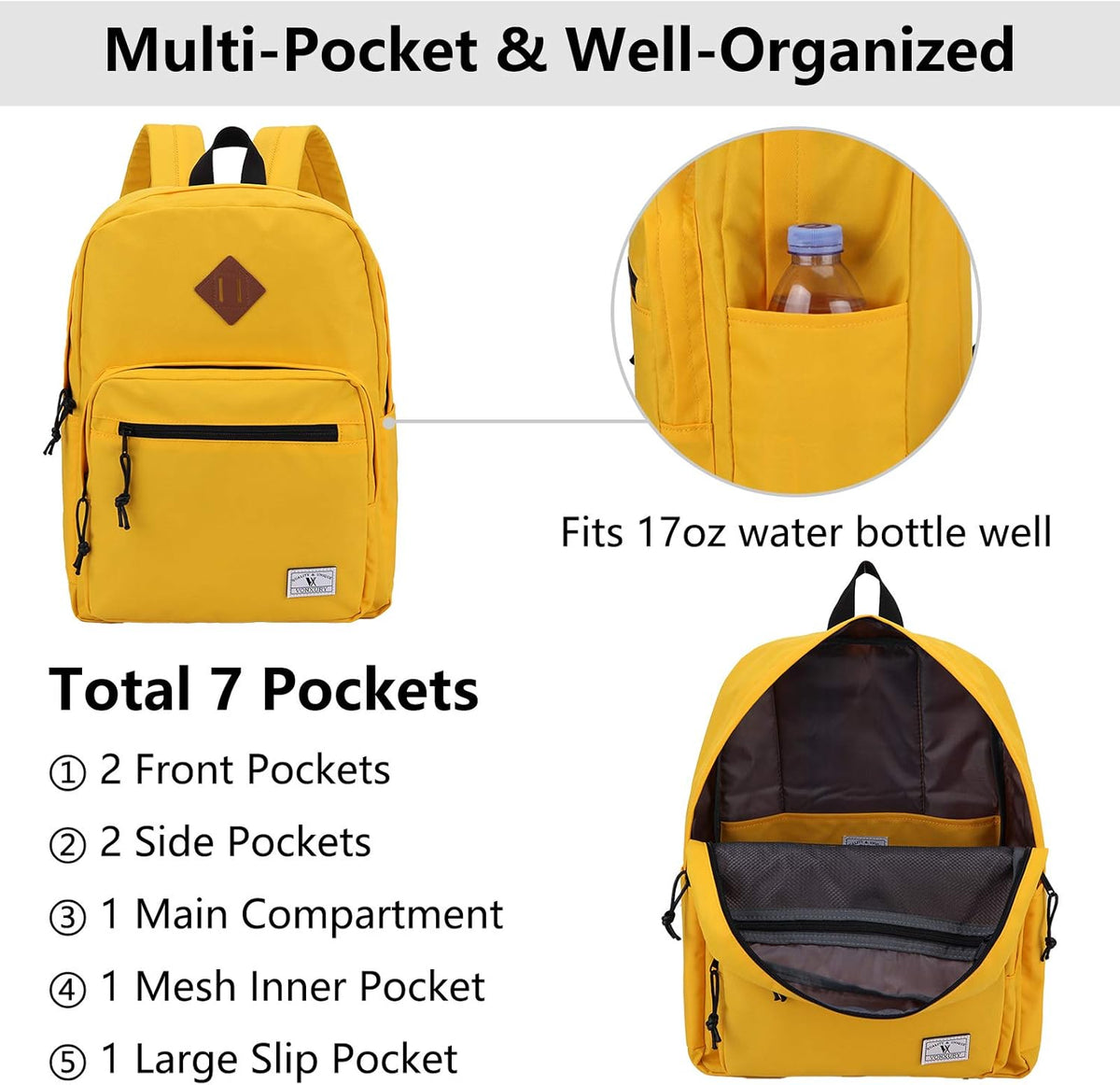 School Backpack for Kids,Lightweight Water Resistant Work Travel Backpack for Women Men Teens VONXURY - PuriLite