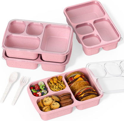 Large Capacity Bento Box for Adults, 4-Piece Set – Stackable Lunch Box with 4 Compartments, Microwave & Dishwasher Safe, Reusable Meal Prep Containers, Snack Containers for Kids & Adults (4 Colors) - PuriLite