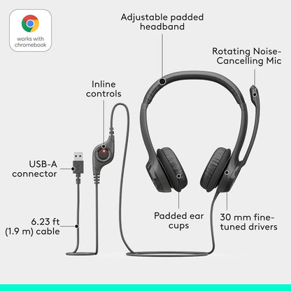 Logitech Zone 301 Wireless Bluetooth Headset with Noise-Canceling Microphone, Compatible with Windows, Mac, Chrome, Linux, iOS, iPadOS, Android – Graphite - PuriLite