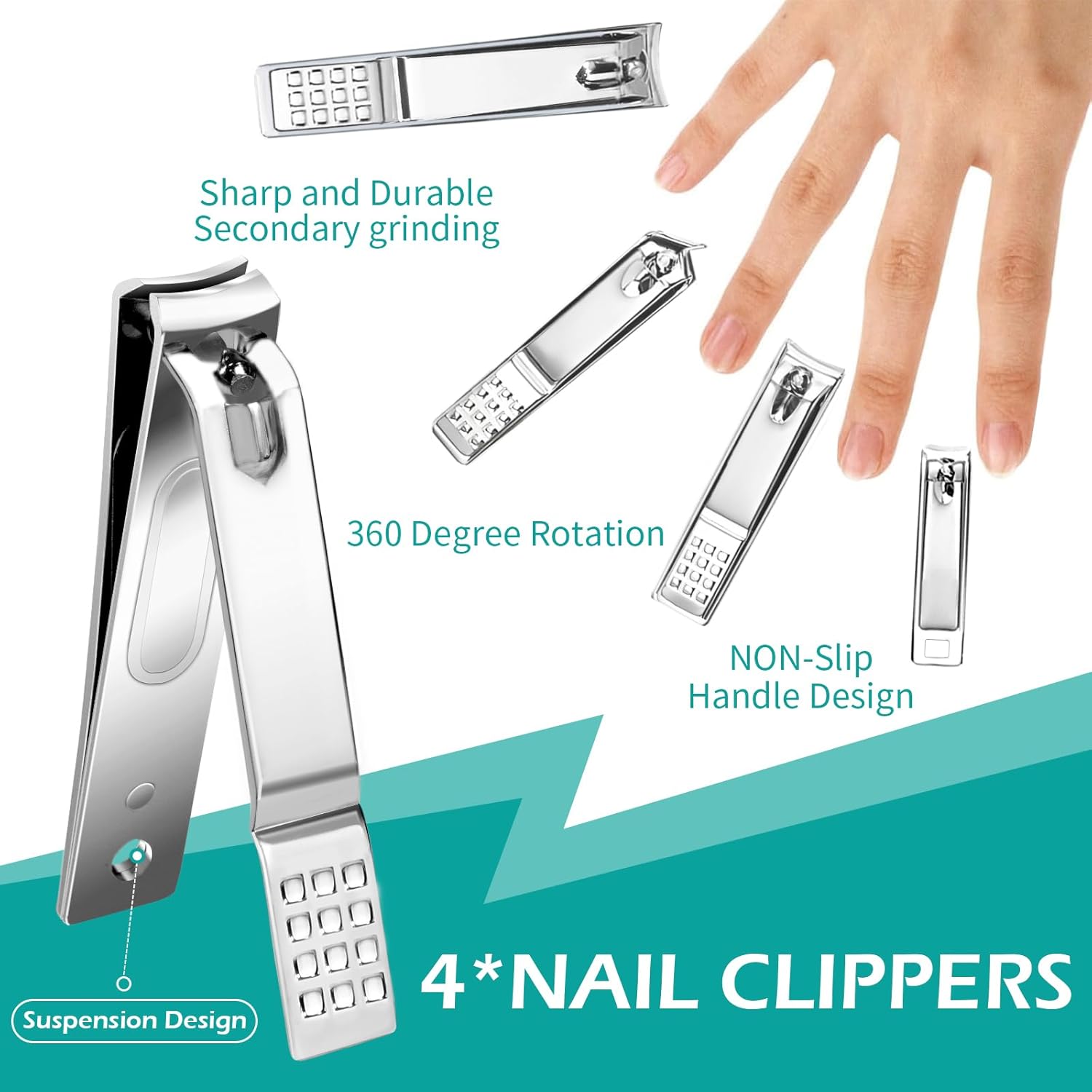 Nail Clippers Set, 26 Piece Manicure Set & Pedicure Kit, Stainless Steel Fingernail & Toenail Clipper Cutters, Professional Nail Care Tools with Luxurious Travel Case for Men and Women, Black - PuriLite