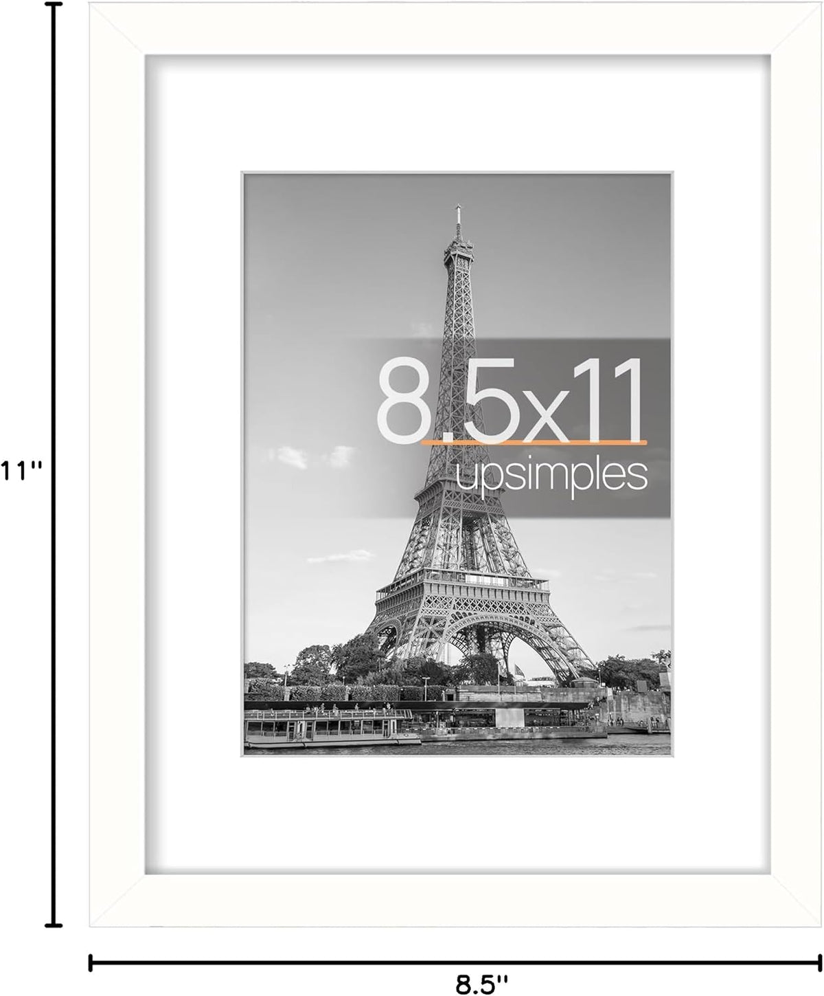 upsimples 11x14 Picture Frame, Display Pictures 8x10 with Mat or 11x14 Without Mat, Wall Hanging Photo Frames, Black - PuriLite