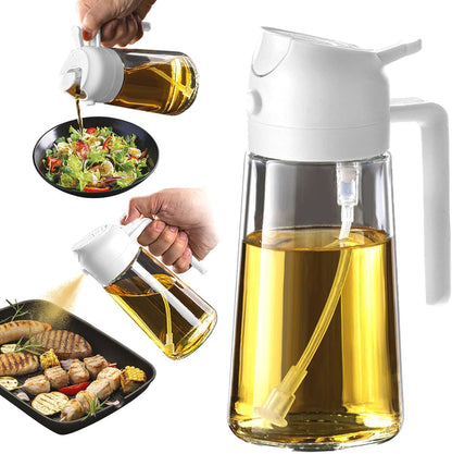 Purilite Select 470ml Glass Oil Sprayer &amp; Dispenser Bottle – 2-in-1 Flip Top - PuriLite