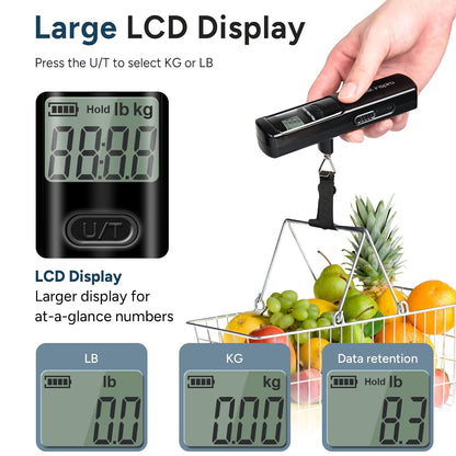 travel inspira Luggage Scale Battery-Free, Portable Handheld Digital Suitcase Scale for Travelling, 110lbs/50kg - PuriLite
