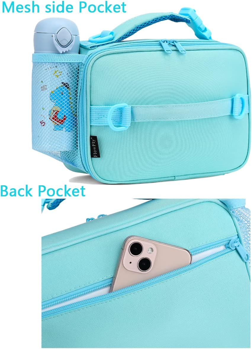 FlowFly Kids Lunch Box Insulated Soft Bag Mini Cooler Back to School Thermal Meal Tote Kit for Girls, Boys, Black - PuriLite