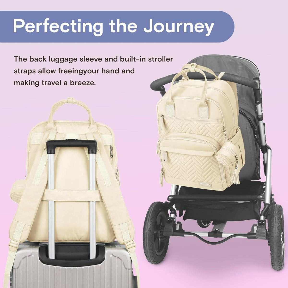 Diaper Bag Backpack, iniuniu Large Baby Bags with Diaper Pouch, Washable Changing Pad, Pacifier Case and Stroller Straps - PuriLite