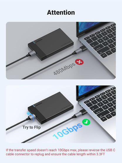 UGREEN USB to USB C Adapter 3 Pack, 10Gbps Data Transfer USB A to USB C Adapter Car Charger Adapter for iPad iPhone 16 15 Pro Max Galaxy S24 S23 Pad Air Mini, Car Play, PC/Laptop,Hard Drive Enclosure - PuriLite