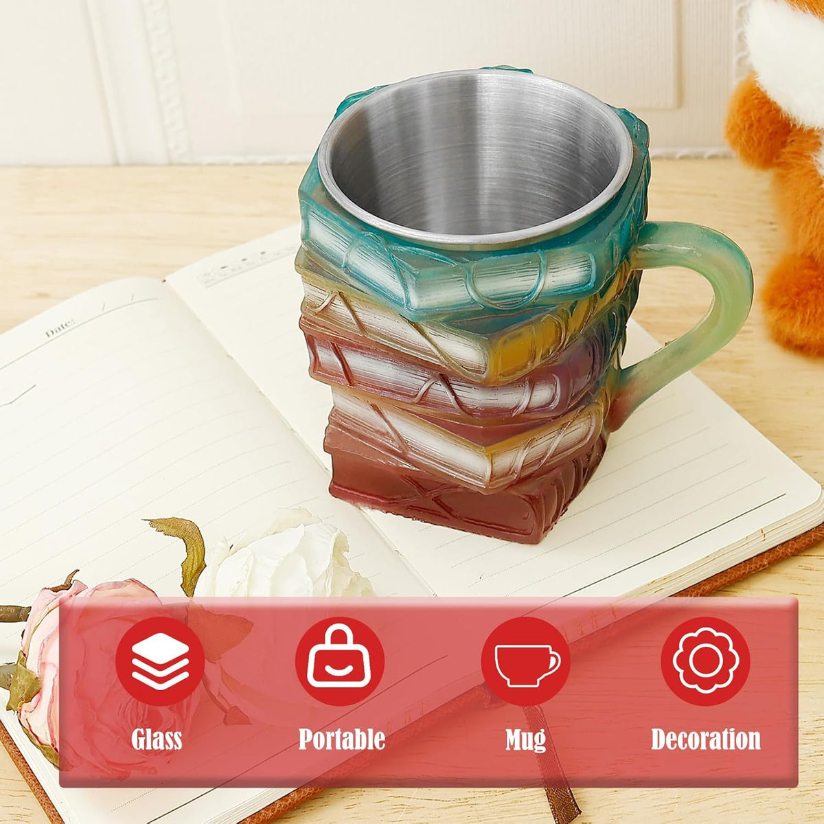 Purilite Select Hand-Painted Glass Book Mug - PuriLite