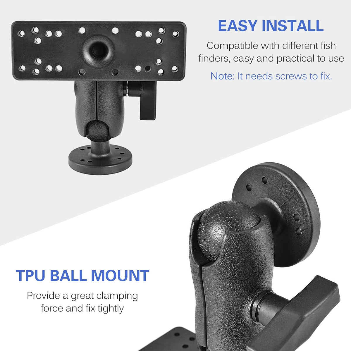 XINZY Portable Kayak Fishfinders Holder Fish Finder Ball Mount Base 360° Swivel Fish Finder Mount Fish Finder Kayak Accessory - PuriLite