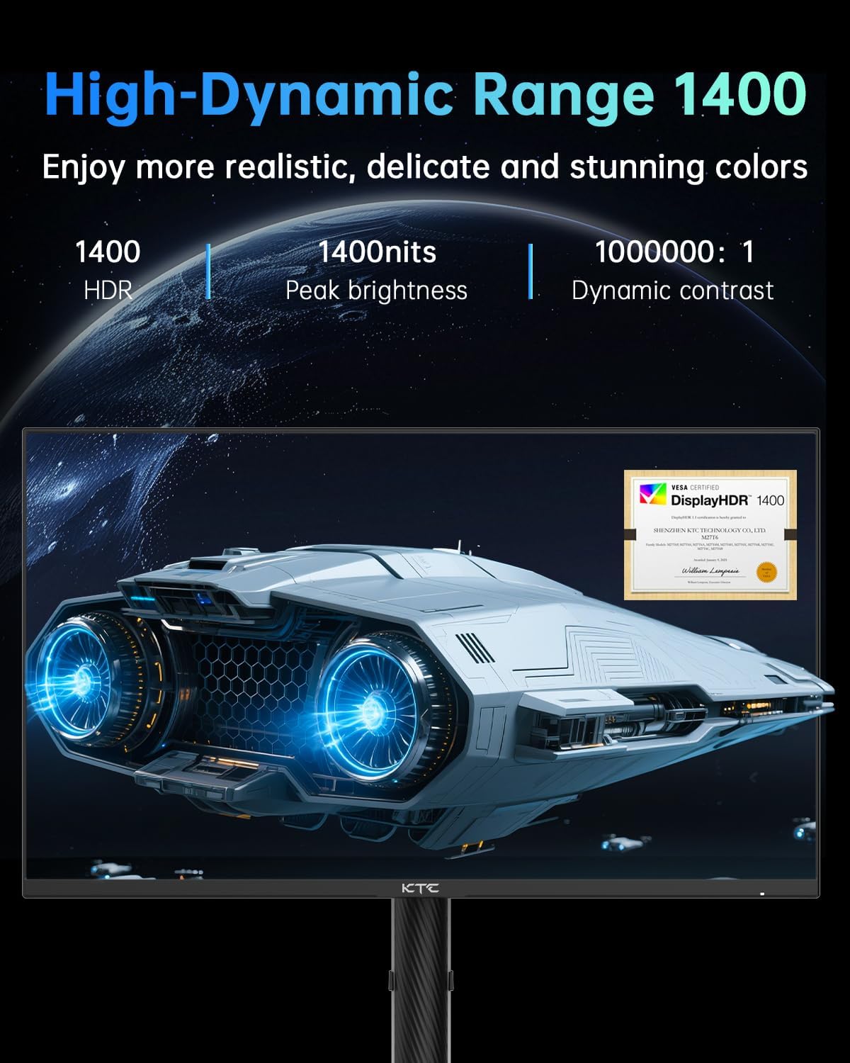 KTC 32 Inch 2K Computer Monitor, IPS 1440p Monitor with Ultra-Thin Bezels, HDR10, Freesync/G-sync, HDMI/DP Ports, Tilt Adjustable, Eyecare, Ideal for Business, Office, and Casual Gaming - PuriLite