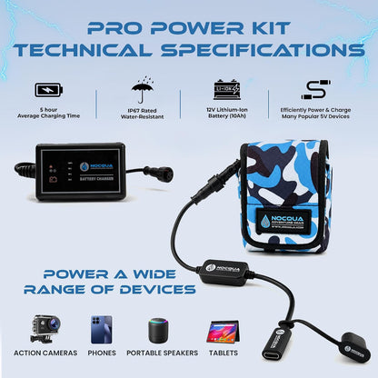 NOCQUA Pro Power Water-Resistant Battery & Charger Kit - Compatible with GPS, Depth & Fish Finders, & Most 12 Volt Electronics