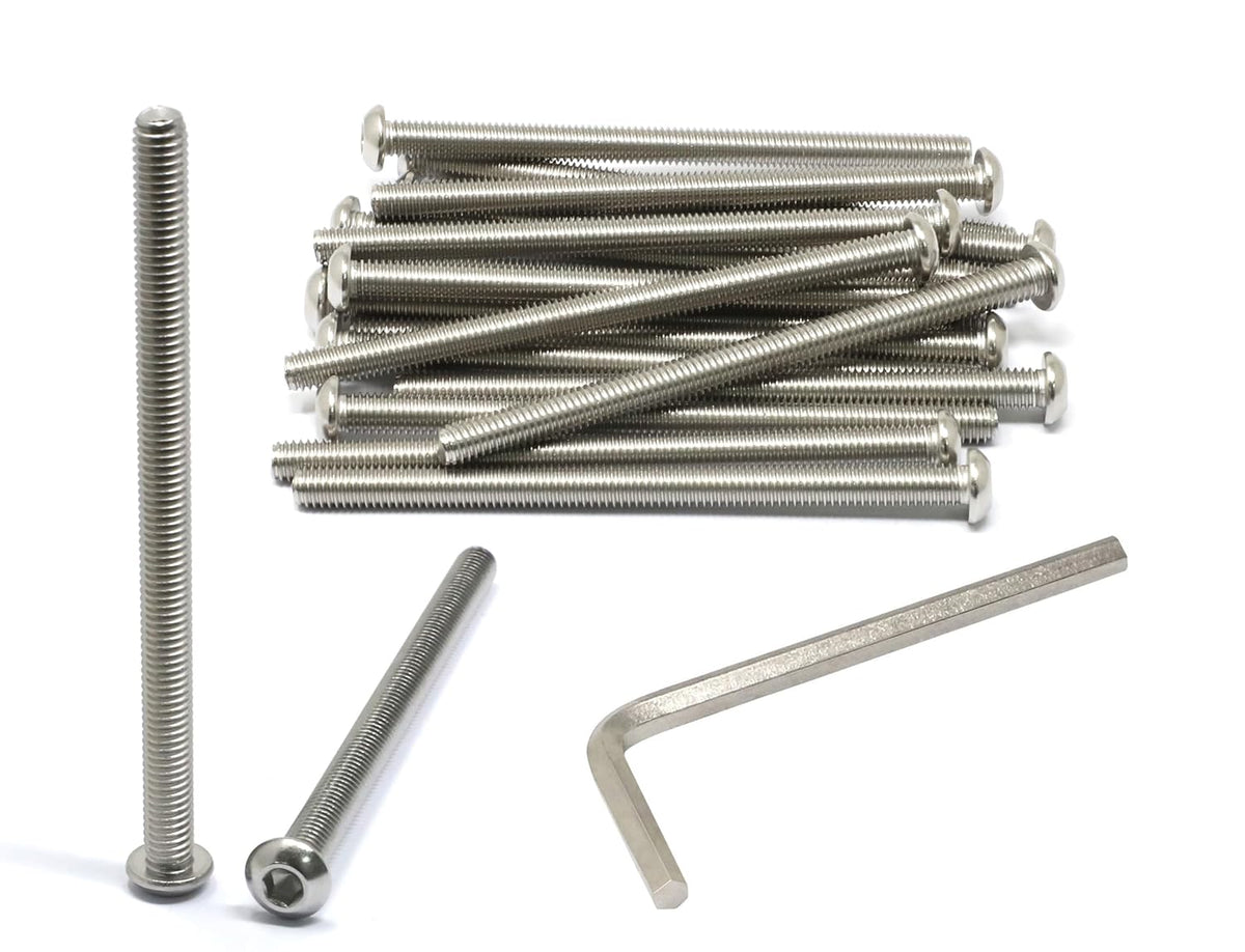 iexcell 50 Pcs M6 x 20mm Thread Pitch 1 mm Stainless Steel 304 Hex Socket Button Head Cap Screws Bolts Kit - PuriLite