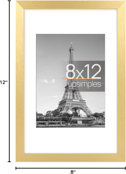 upsimples 11x14 Picture Frame, Display Pictures 8x10 with Mat or 11x14 Without Mat, Wall Hanging Photo Frames, Black - PuriLite