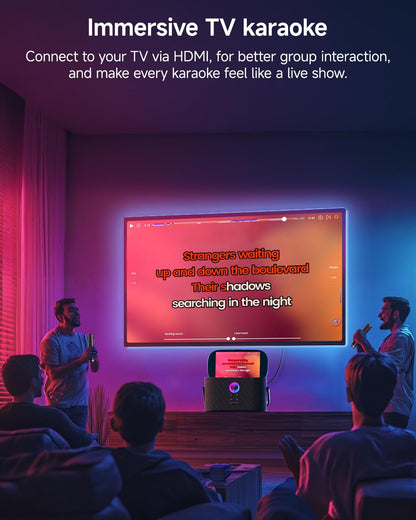 Karaoke Machine for Adults & Kids with Screen Lyrics Display, 2 Wireless Microphones Auto-Charging, Portable Bluetooth Speaker PA System WiFi/HDMI, Home Outdoor Party Speaker (Shell Series) (Shell S2) - PuriLite
