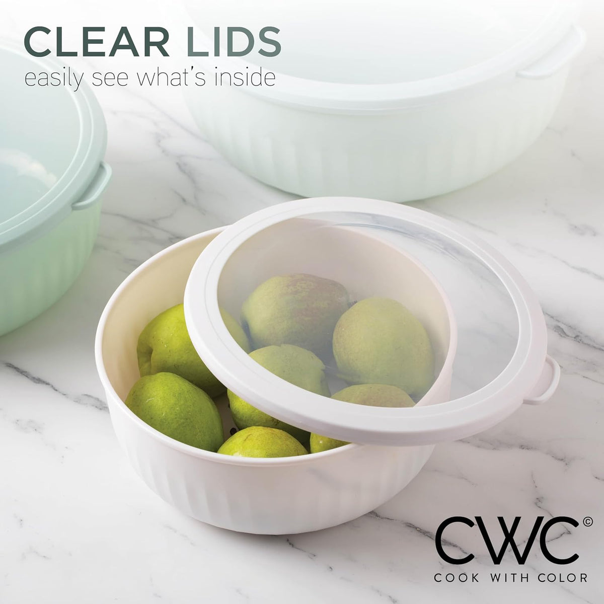COOK WITH COLOR Prep Bowls with Lids- 8 Piece Nesting Plastic Small Mixing Bowl Set with Lids (Teal Ombre) - PuriLite