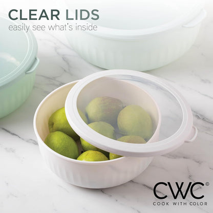 COOK WITH COLOR Prep Bowls with Lids- 8 Piece Nesting Plastic Small Mixing Bowl Set with Lids (Teal Ombre) - PuriLite
