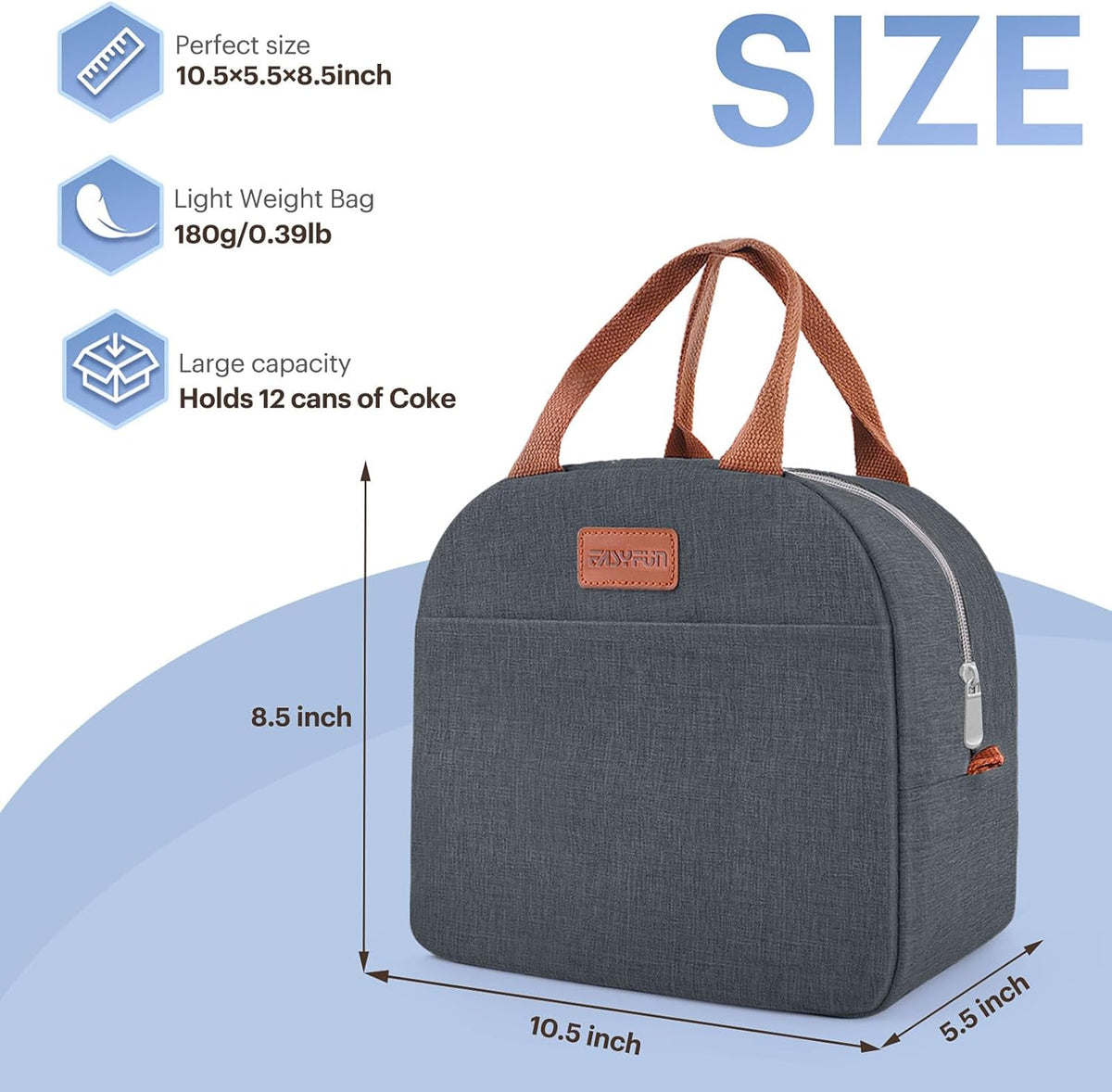 Lunch Bag for Women & Men Adult Insulated Lunch Box, Small Leakproof Cooler Food Lunch Containers Reusable High Capacity Lunch Tote Bags for Work, Travel, Outdoor - PuriLite