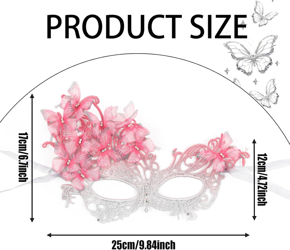 Comott pink halloween Masquerade mask for women and girls - Mardi Gras butterfly mask for halloween Costume parties - PuriLite