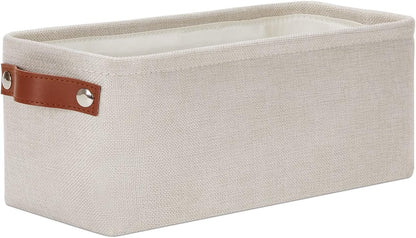 DULLEMELO Storage Baskets for Shelves, Fabric Collapsible Rectangular Storage Bins for Shelves, Closets, Nursery, Home, Office, Empty Gift Baskets (White&Teal) - PuriLite