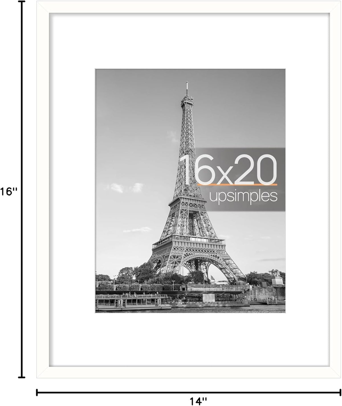 upsimples 11x14 Picture Frame, Display Pictures 8x10 with Mat or 11x14 Without Mat, Wall Hanging Photo Frames, Black - PuriLite